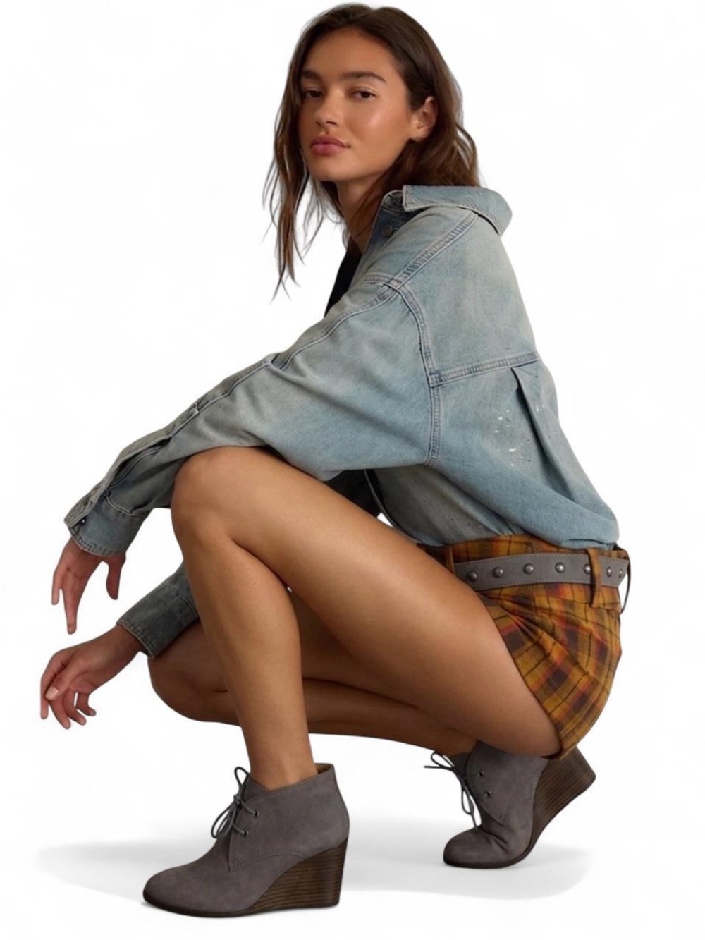 Lucky brand Shijo Gray Leather Wedge Bootie
Size 8 Bohemian Indie Sleaze Retro